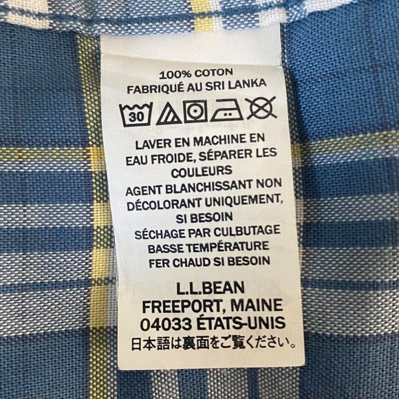 L.L. Bean Traditional Fit Plaid Shirt Mens Size XLT Blue Long-Sleeve Button Down - Picture 10 of 13